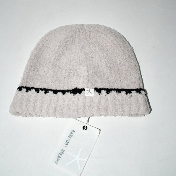 Barefoot Dreams Cozychic Ribbed Blanket Stitch Beanie in Stone #BDWCC25942 NWT D